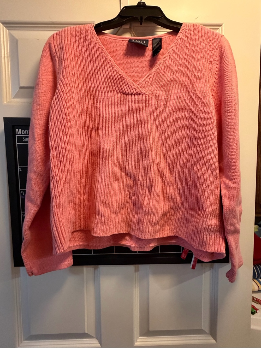 Vince Relaxed V-Neck Ribbed Sweater in Pink